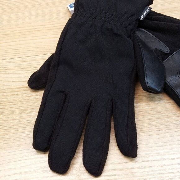 ISOTONER Gloves Mens Medium Black Touchscreen Water Repellent Plush Lined Winter - Picture 2 of 7